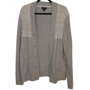 Alfani Button Down Open Ribbed Tight Knit Sweater Cardigan 100% Cotton Pockets